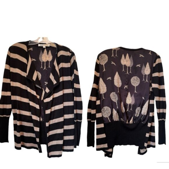 Clements Ribeiro Portobello Cardigan Floral Stripes Print Knit Open Wrap Mix S - Picture 2 of 16